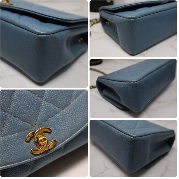 CHANEL Diana Small caviar leather CC Turnlock Quilted 22cm Baby Blue Chain bag - Picture 12 of 13